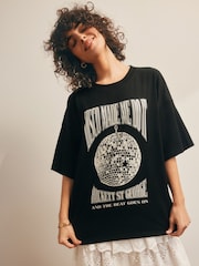 Rockett St George Black 100% Cotton Disco T-Shirt - Image 2 of 7