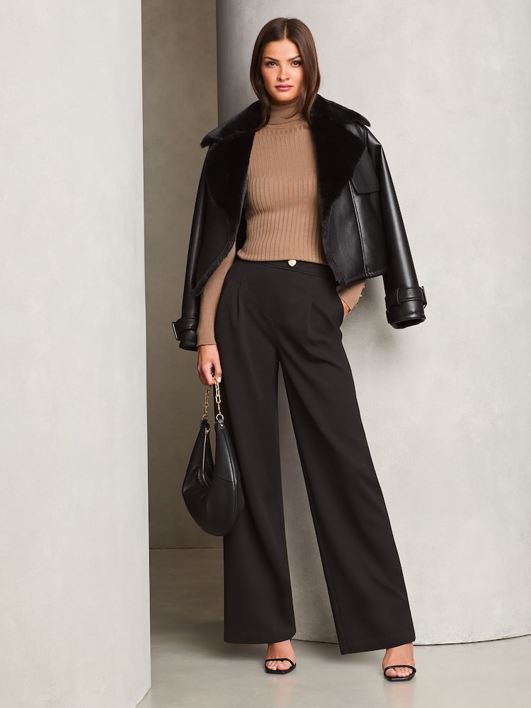 Lipsy Neutral Ribbed Roll Neck Knit Jumper - Image 3 of 4