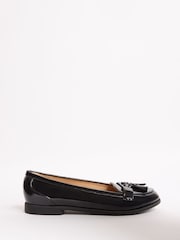 Lipsy Black Wide Fit Patent Flat Tassel Loafers - Image 5 of 5