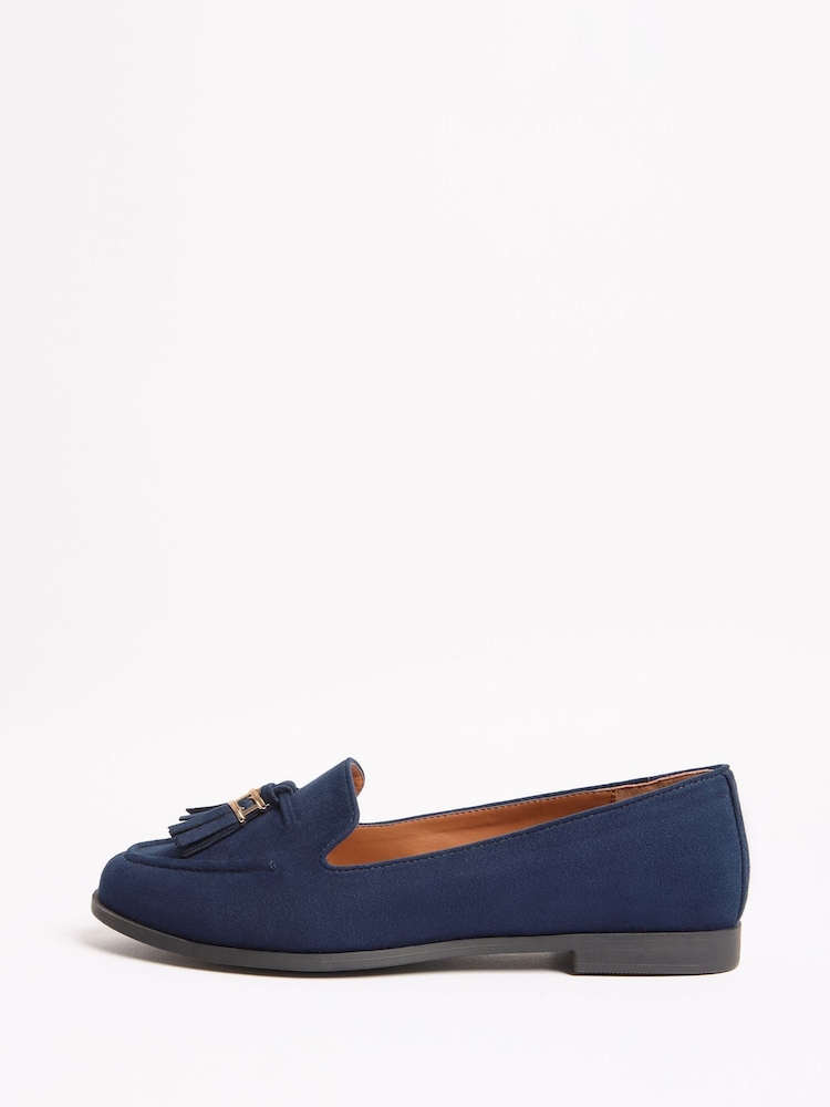 Lipsy Navy Standard Fit Flat Slim Sole Tassel Loafers - Image 5 of 5