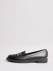 Lipsy Black Standard Fit Flat Slim Sole Studded Loafers - Image 5 of 5