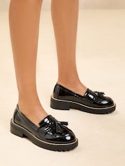 Lipsy Black Flat Chunky Chain Rand Loafers - Image 2 of 5