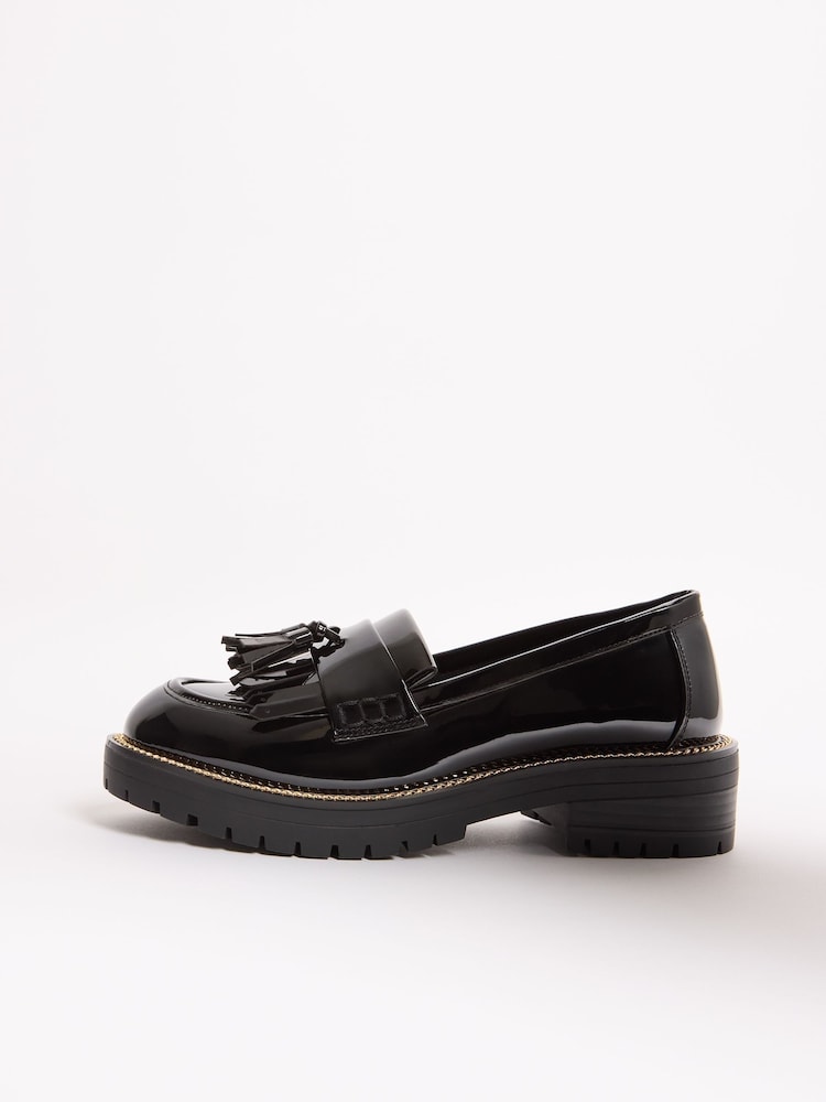 Lipsy Black Flat Chunky Chain Rand Loafers - Image 5 of 5