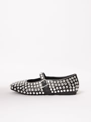 Lipsy Black All Over Studded Mary Jane Ballerinas - Image 5 of 5