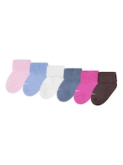 Nike Pink Foam Infant Cuffed Socks 6 Pack - Image 2 of 4