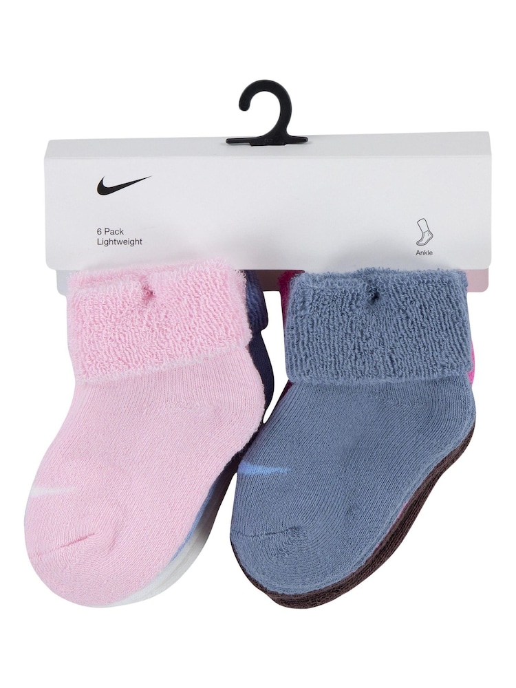 Nike Pink Foam Infant Cuffed Socks 6 Pack - Image 3 of 4