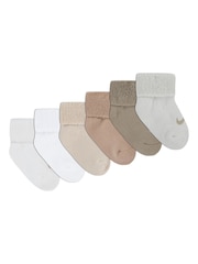 Nike Natural Sail Infant Cuffed Socks 6 Pack - Image 1 of 4