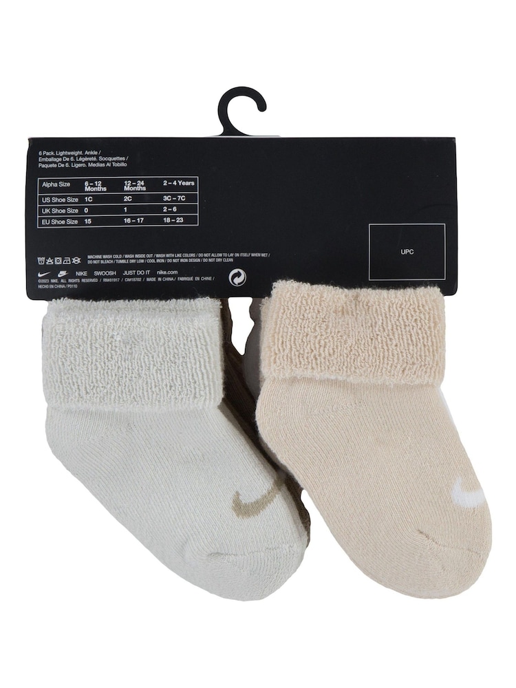 Nike Natural Sail Infant Cuffed Socks 6 Pack - Image 3 of 4