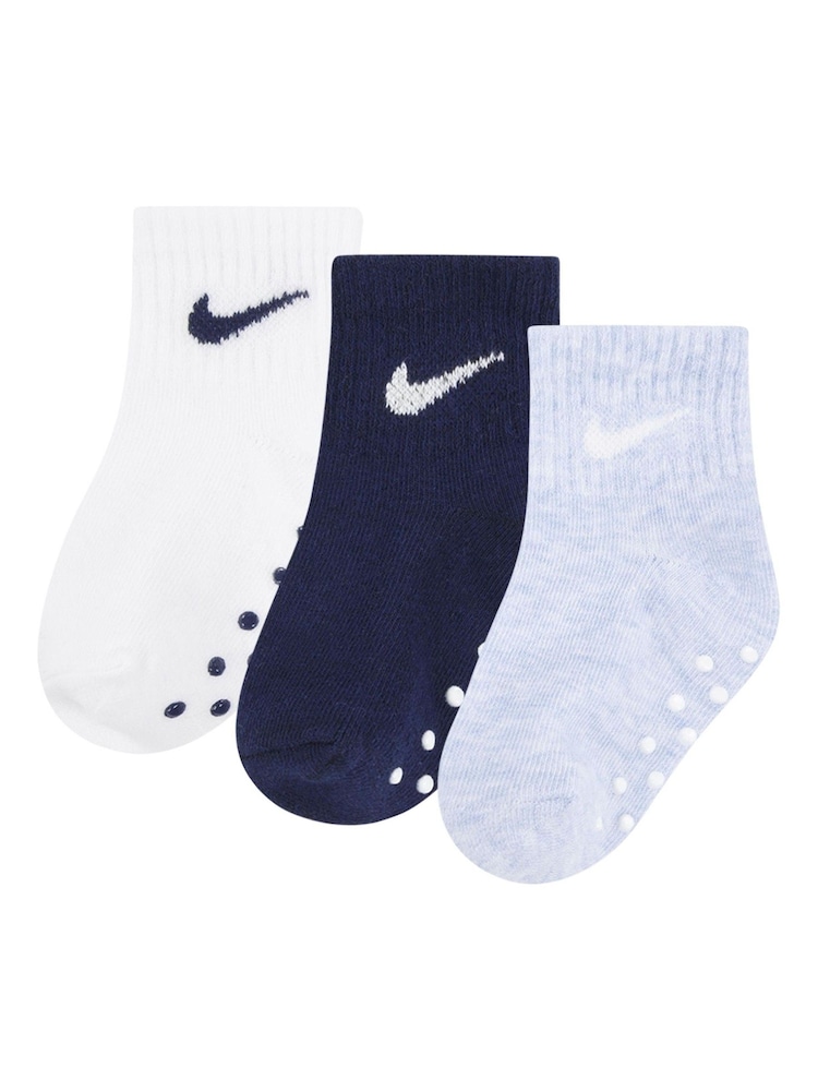 Nike Cobalt Blue Heather Infant Gripper Socks 3 Pack - Image 2 of 7