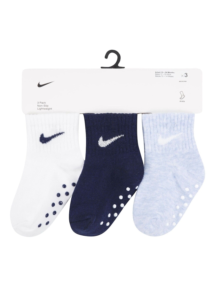 Nike Cobalt Blue Heather Infant Gripper Socks 3 Pack - Image 7 of 7