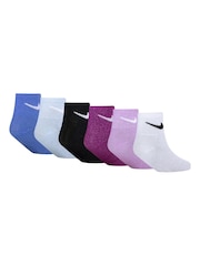 Nike Blue Pulse Metallic Ankle Socks 6 Pack - Image 1 of 4