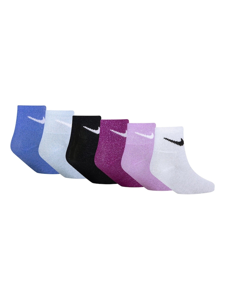 Nike Blue Pulse Metallic Ankle Socks 6 Pack - Image 1 of 4