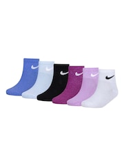 Nike Blue Pulse Metallic Ankle Socks 6 Pack - Image 2 of 4