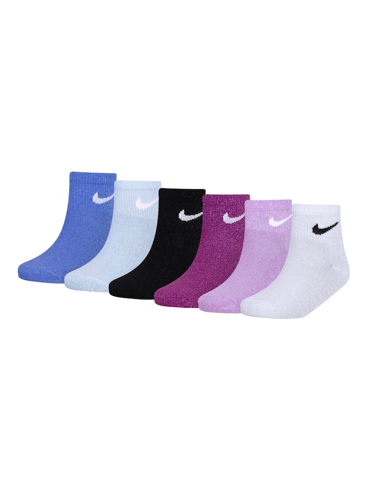 Nike Blue Pulse Metallic Ankle Socks 6 Pack - Image 2 of 4