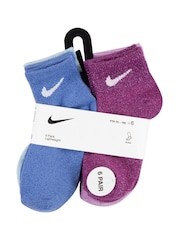 Nike Blue Pulse Metallic Ankle Socks 6 Pack - Image 3 of 4