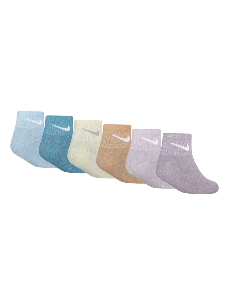 Nike Football Grey Metallised Fibres Ankle Socks 6 Pack - Image 1 of 4