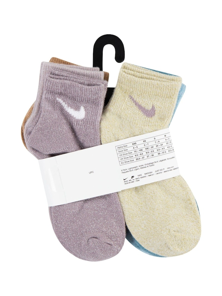 Nike Football Grey Metallised Fibres Ankle Socks 6 Pack - Image 4 of 4