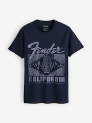 Navy Blue Fender Short Sleeve 100% Cotton T-Shirt - Image 1 of 1