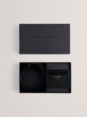 Ted Baker Black Etwood Etched Leather Belt and Cardholder Set - Image 1 of 4