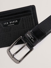 Ted Baker Black Etwood Etched Leather Belt and Cardholder Set - Image 2 of 4