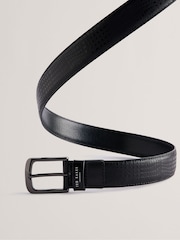 Ted Baker Black Etwood Etched Leather Belt and Cardholder Set - Image 3 of 4