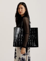 Ted Baker Black Extra Large Allicon Croc Effect Icon Bag - Image 1 of 6
