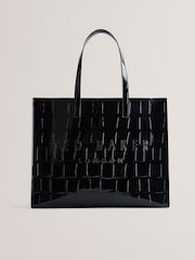 Ted Baker Black Extra Large Allicon Croc Effect Icon Bag - Image 2 of 6
