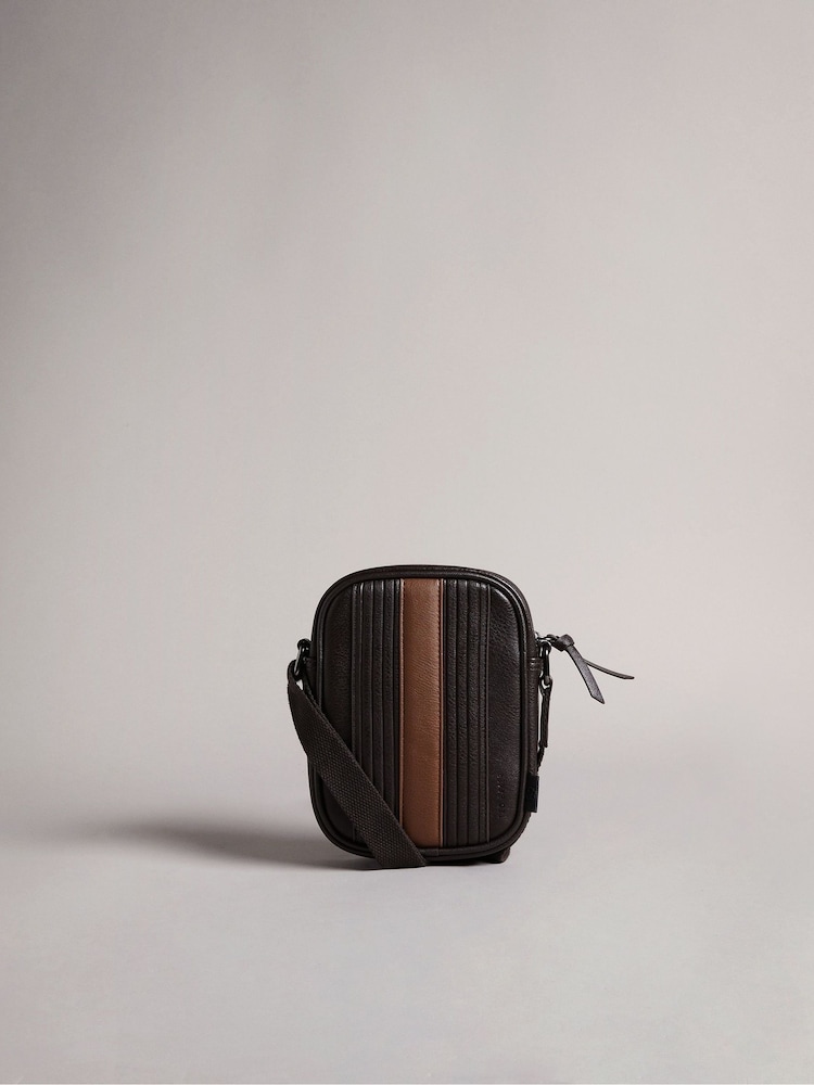 Ted Baker Brown Evver Striped Pu Flight Bag - Image 2 of 6