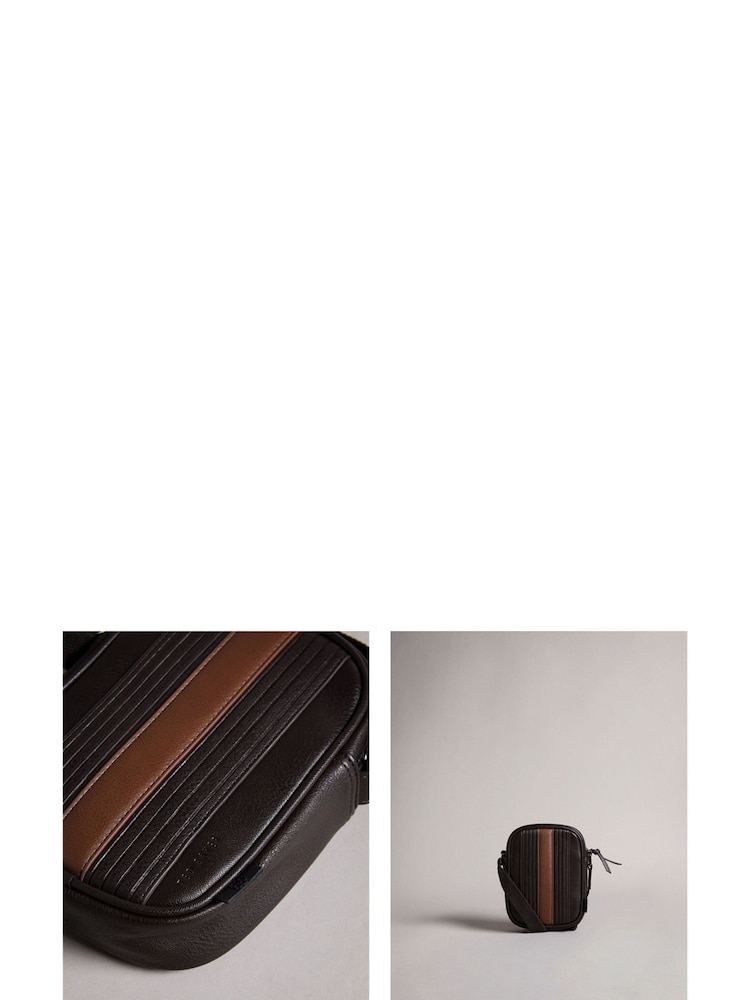 Ted Baker Brown Evver Striped Pu Flight Bag - Image 6 of 6