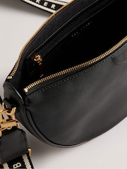 Ted Baker Black Essina Webbing Leather Half Moon Crossbody Bag - Image 3 of 5