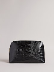 Ted Baker Black Large Crocana Imitation Croc Effect Washbag - Image 1 of 8