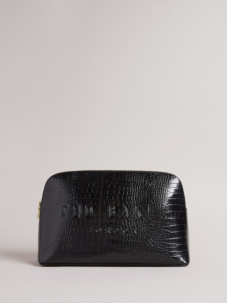 Ted Baker Black Large Crocana Imitation Croc Effect Washbag - Image 1 of 8