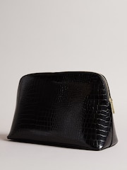 Ted Baker Black Large Crocana Imitation Croc Effect Washbag - Image 2 of 8