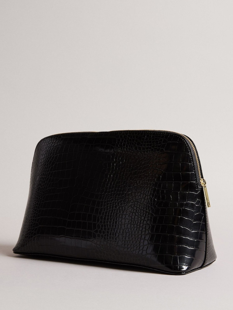 Ted Baker Black Large Crocana Imitation Croc Effect Washbag - Image 2 of 8