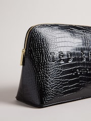 Ted Baker Black Large Crocana Imitation Croc Effect Washbag - Image 4 of 8