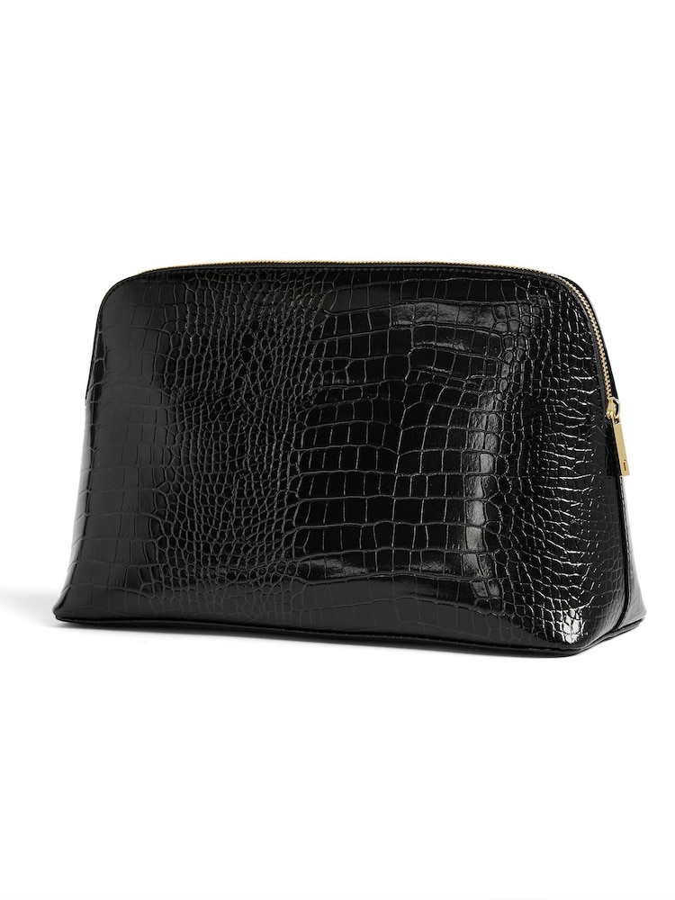 Ted Baker Black Large Crocana Imitation Croc Effect Washbag - Image 8 of 8