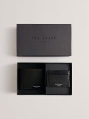 Ted Baker Black Etan Etched Leather Wallet and Cardholder Set - Image 1 of 5