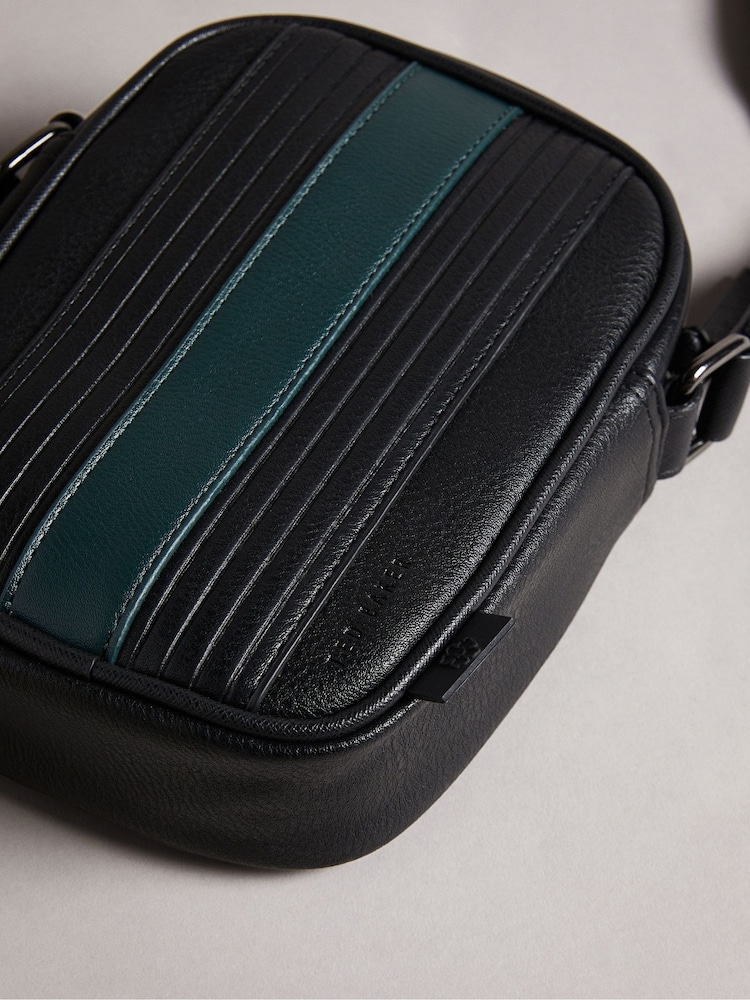 Ted Baker Black Evver Striped Pu Flight Bag - Image 3 of 5
