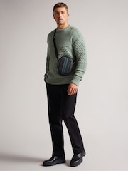 Ted Baker Black Evver Striped Pu Flight Bag - Image 5 of 5