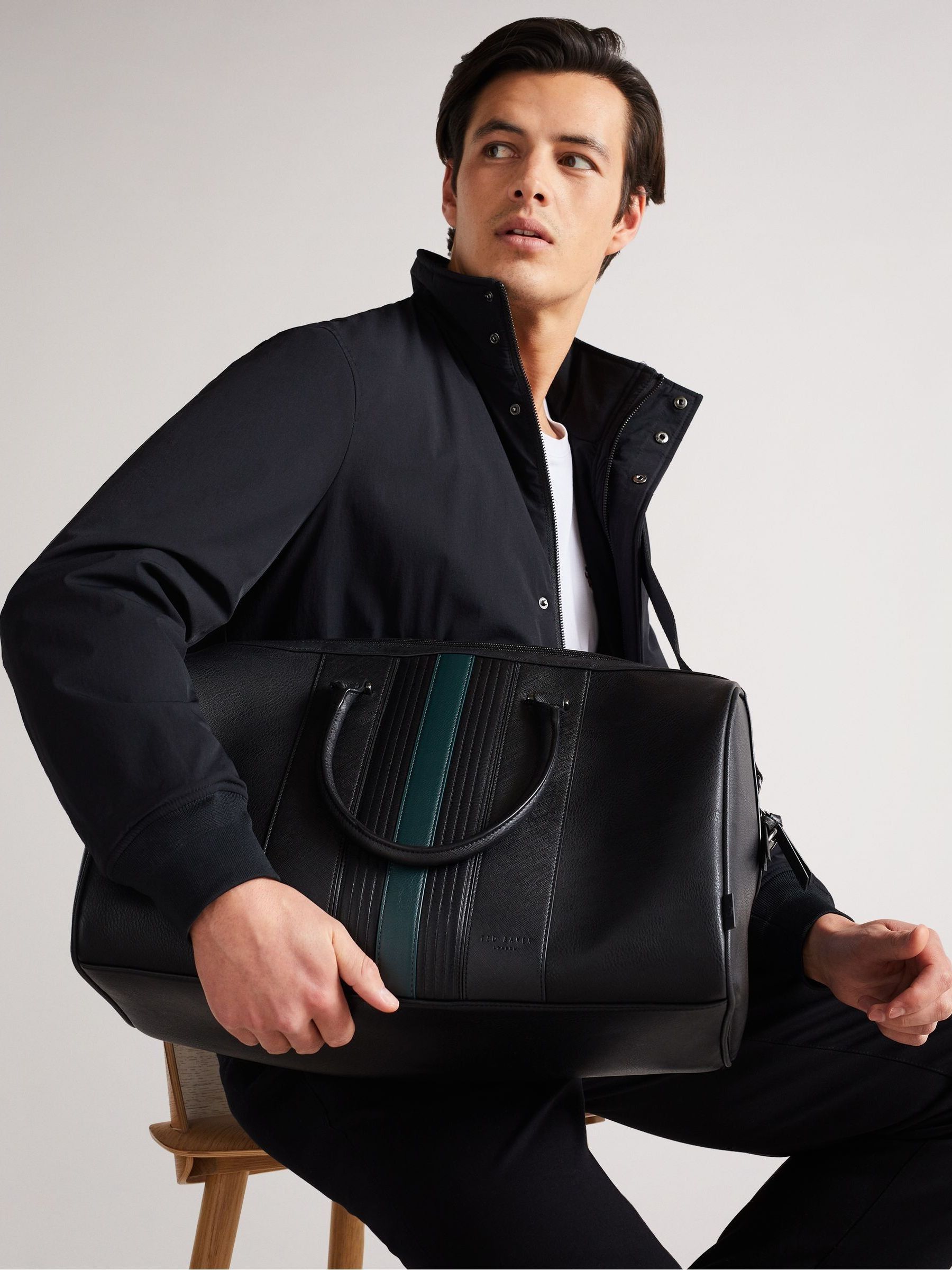 Buy Ted Baker Black Evyday Striped Pu Holdall from Next Ireland