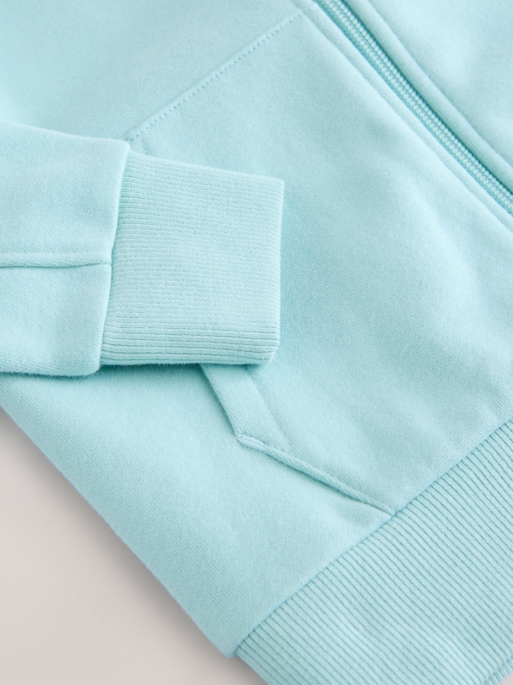 Mint Green Plain Zip Through Hoodie (3-16yrs) - Image 3 of 4
