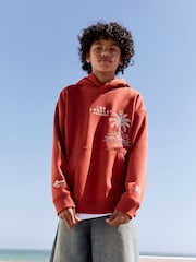 Rust Brown Palm Tree Older Boys Graphic Cross-Over Hoodie (3-16yrs) - Image 1 of 10