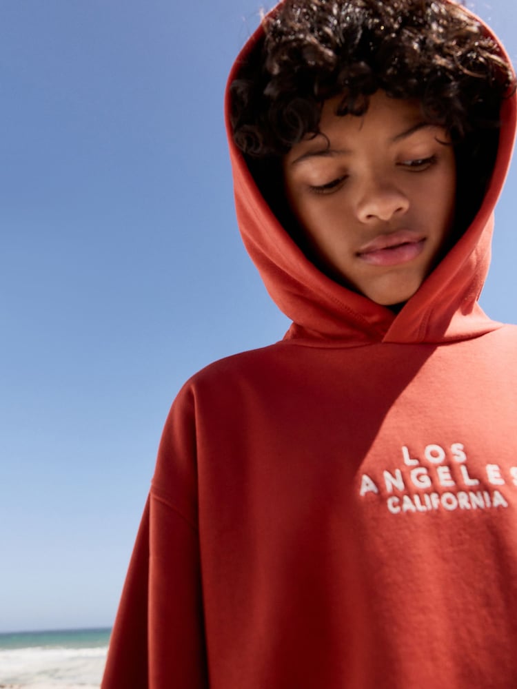 Rust Brown Palm Tree - Older Boys Graphic Cross-Over Hoodie (3-16yrs) - Image 5 of 10