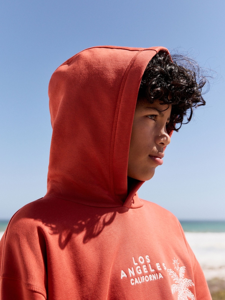 Rust Brown Palm Tree - Older Boys Graphic Cross-Over Hoodie (3-16yrs) - Image 6 of 10