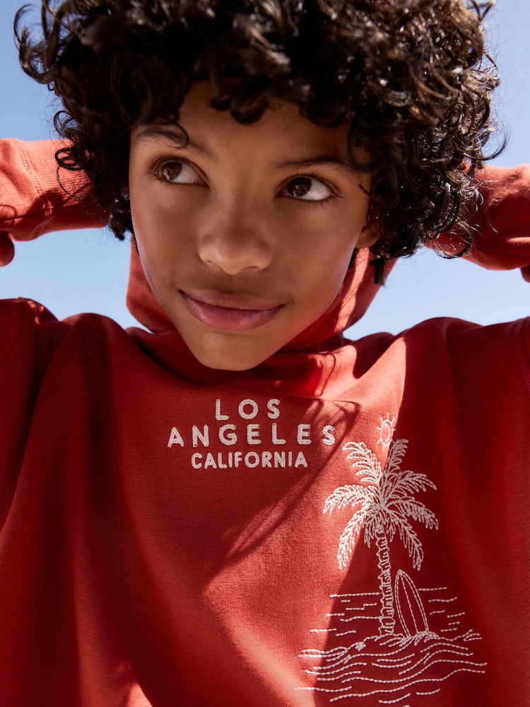 Rust Brown Palm Tree - Older Boys Graphic Cross-Over Hoodie (3-16yrs) - Image 7 of 10