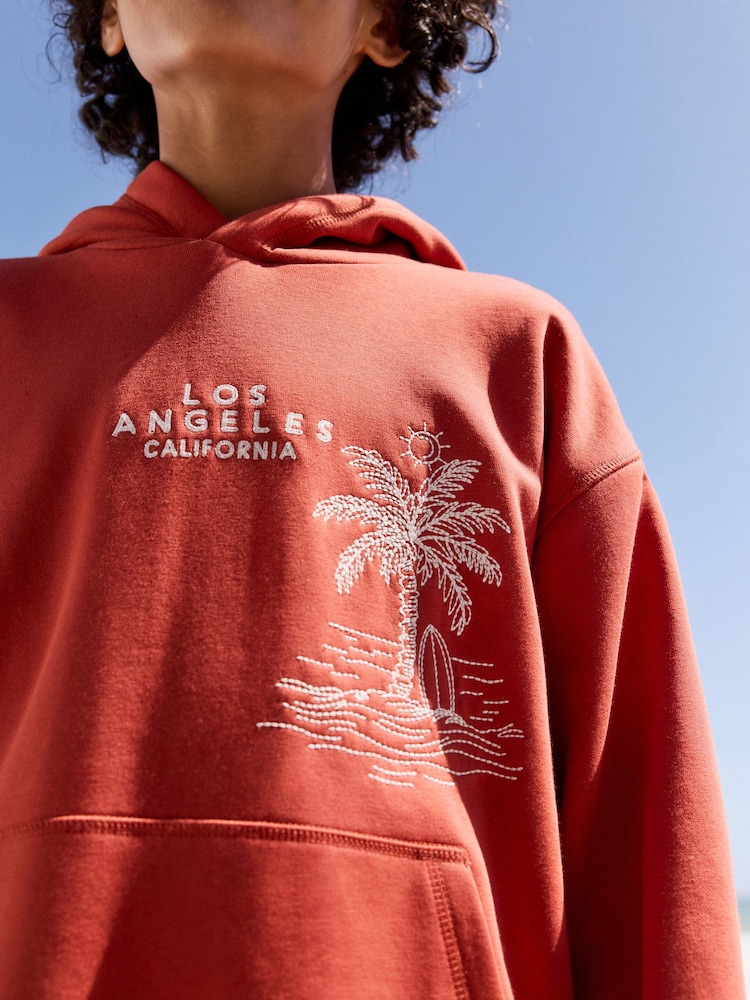 Rust Brown Palm Tree - Older Boys Graphic Cross-Over Hoodie (3-16yrs) - Image 8 of 10