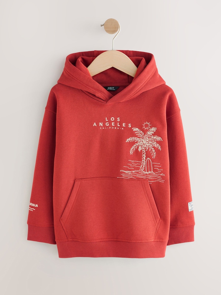 Rust Brown Palm Tree - Older Boys Graphic Cross-Over Hoodie (3-16yrs) - Image 9 of 10