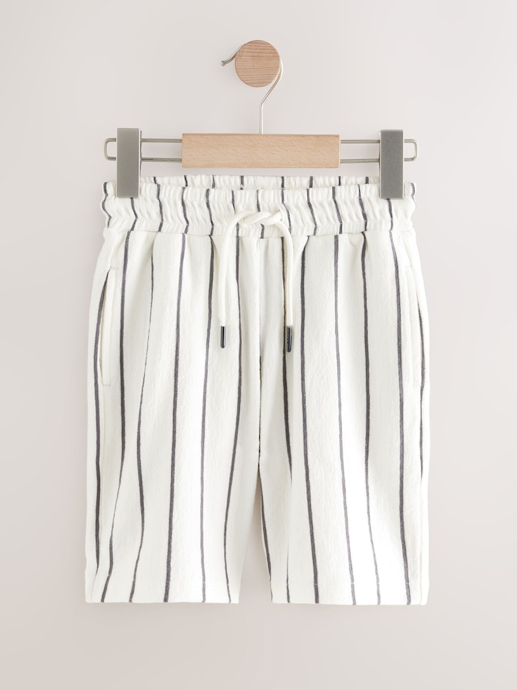 Cream 100% Cotton Texture Striped Shorts (3-16yrs) - Image 1 of 4
