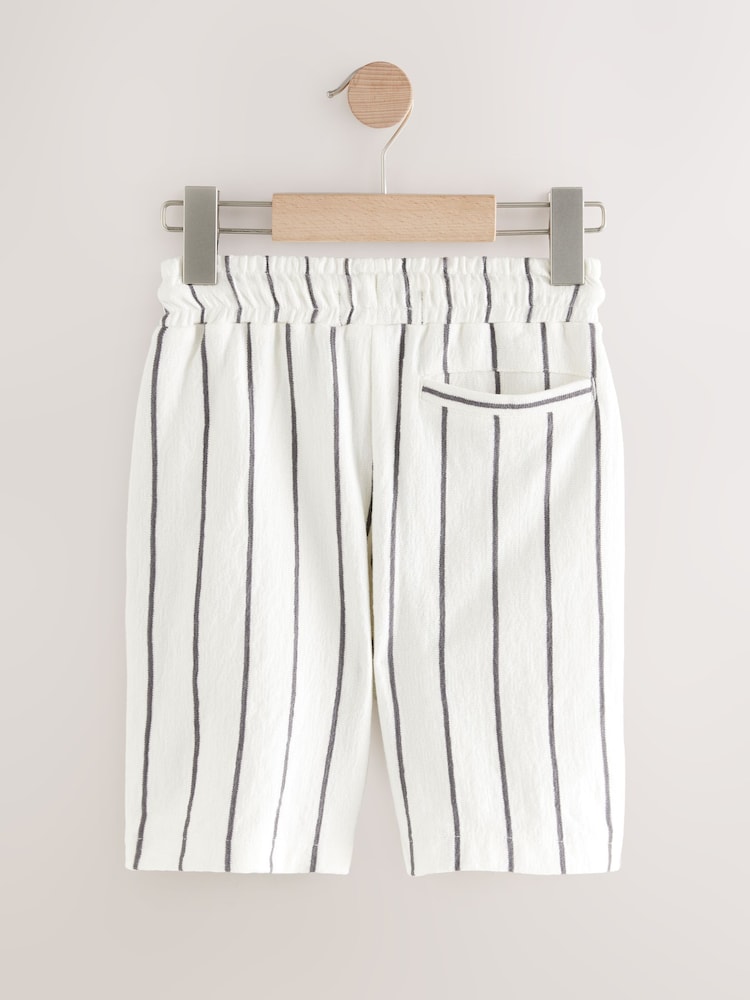 Cream 100% Cotton Texture Striped Shorts (3-16yrs) - Image 2 of 4