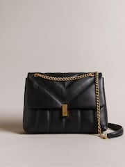 Ted Baker Black Ayasie Quilted Large Twist Lock Cross-Body Bag - Image 1 of 6
